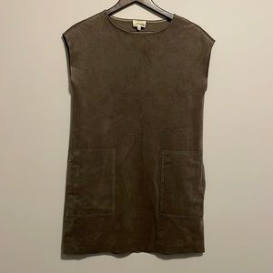 Faux suede shift dress